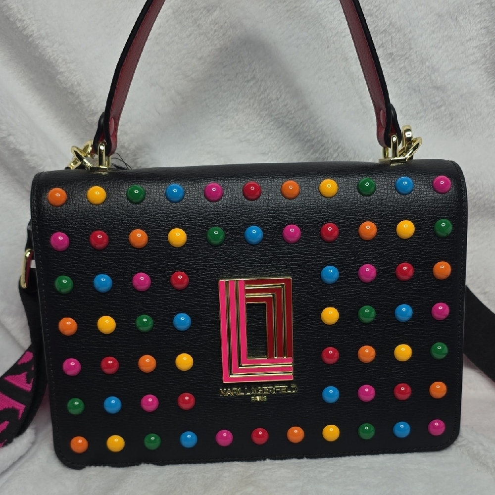 Karl Lagerfeld Black Bag with Multicolor Studs
